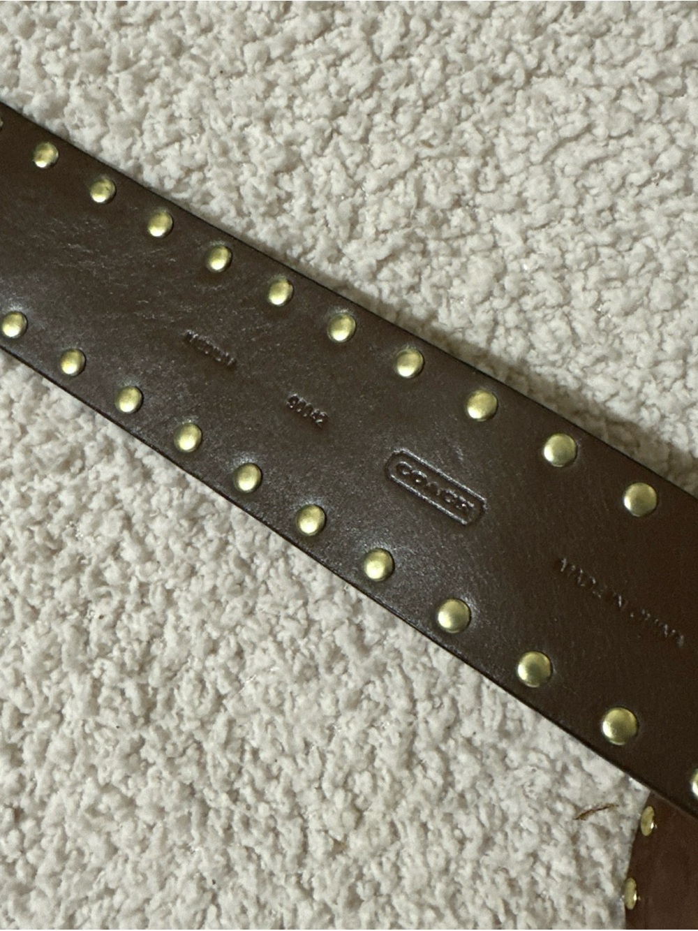 Vintage Signature Coach Wide Leather Brown Belt With Gold Studs,M - Picture 4 of 6